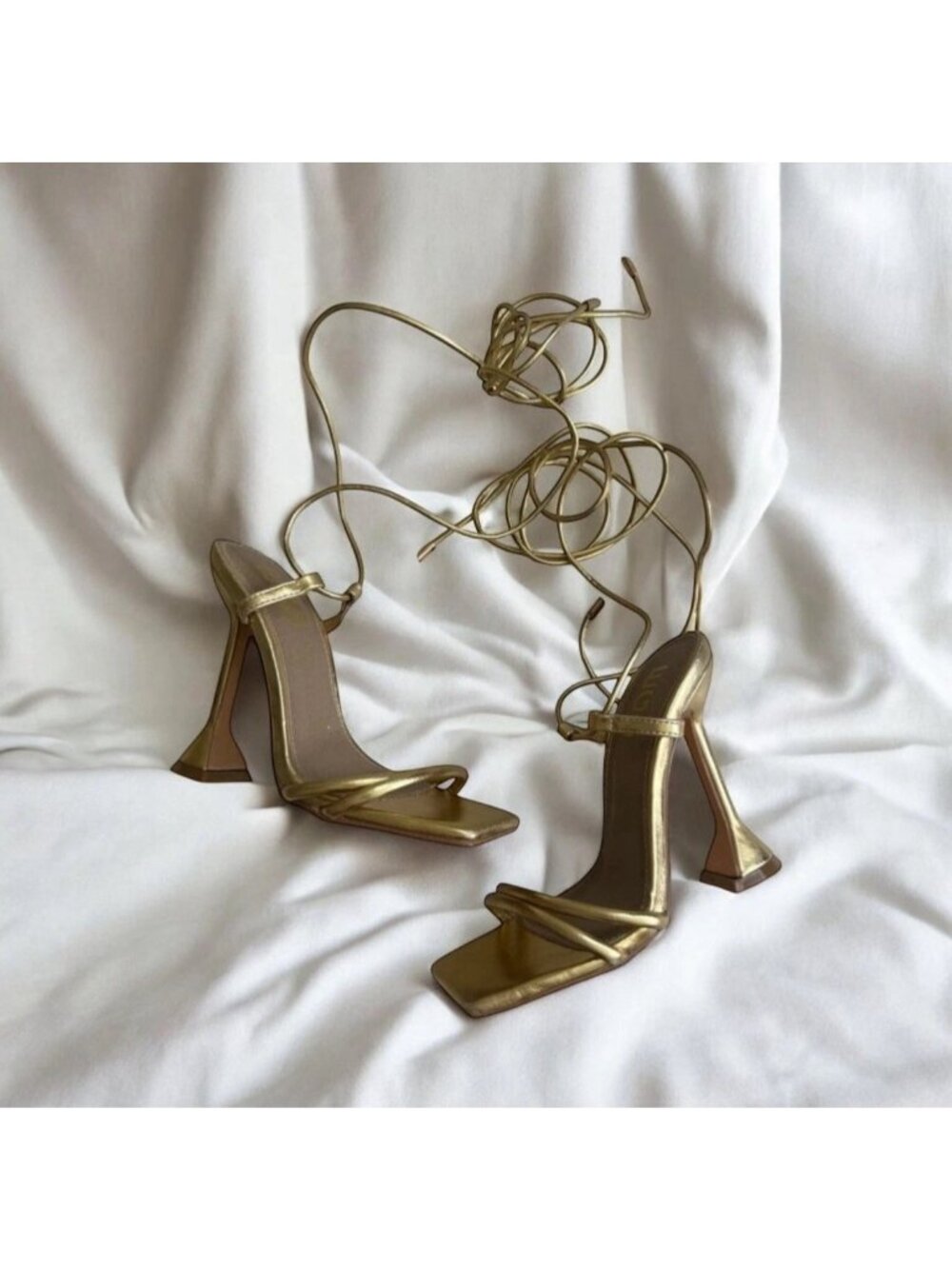 EGO Gold Lace Up Martini Heels Size US 5 / UK 3